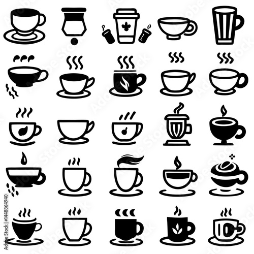 Wallpaper Mural Vector Icon Set – Coffee/Tea Cups with Motion Effects Torontodigital.ca