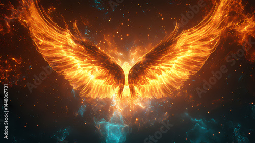 Elegant digital design of angel wings. excellent for spiritual or fantasy aesthetics. [Electric Myths] | Cloud Seraphim | digital angels. Illustration