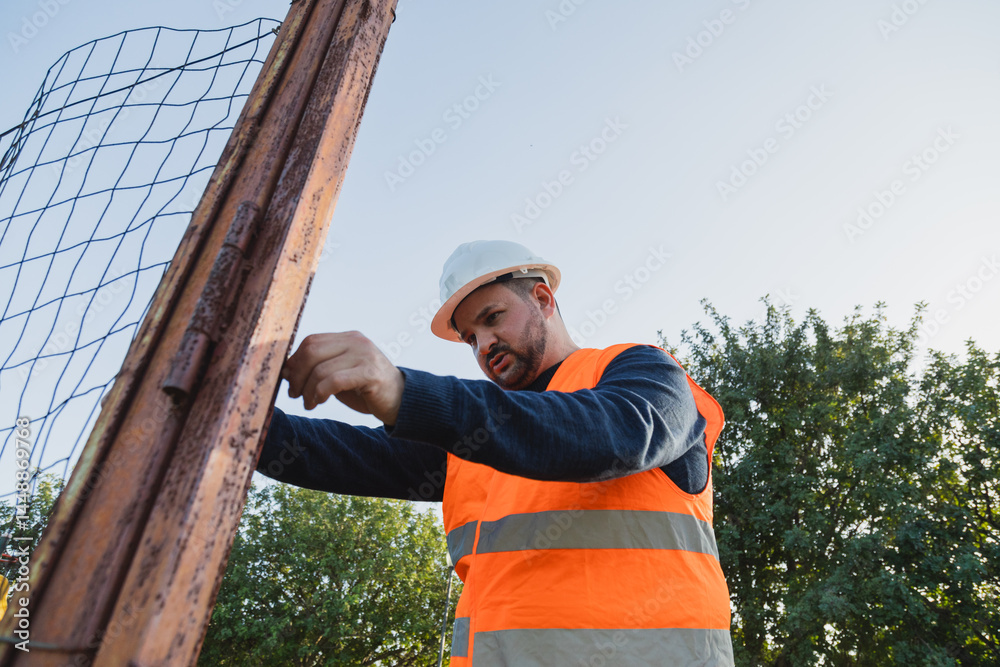 Builder Doing The Fixing Work At The Public Park
