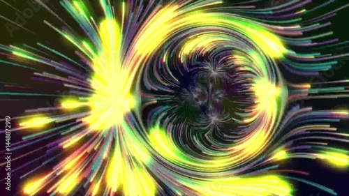Beautiful and colorful beams originated from black space.