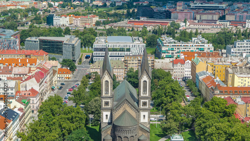 Photography Landscape of church of Saints Cyril and Methodius timelapse in Prague, Czech rep