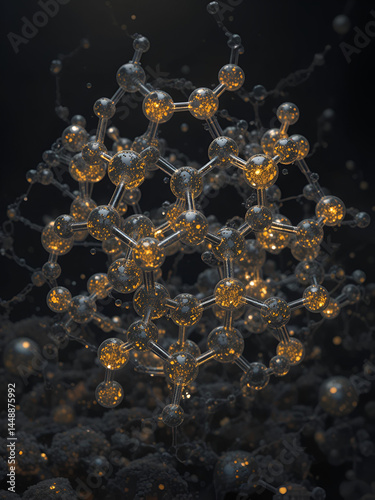 Ferrocene molecular structure isolated on black