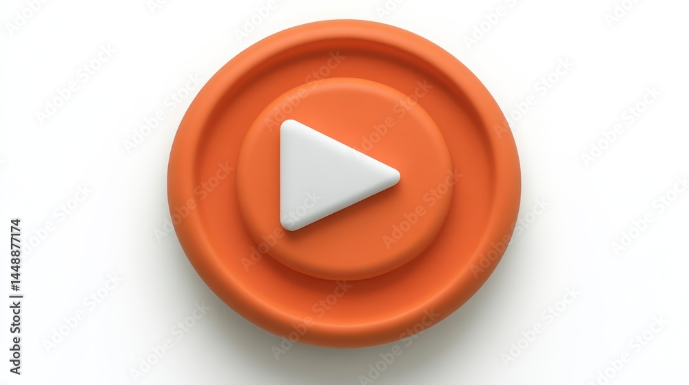 Play Button Icon Modern Orange Design with White Triangle Symbol for Media Playback User Inte Play Button Icon Modern Orange Design with White Triangle Symbol for Media Playback User Inte