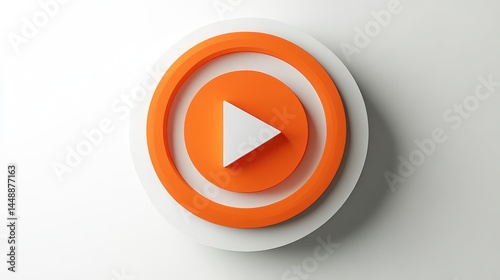 Play Button Icon with Modern Design and Vibrant Orange Color for Media Technology and User In