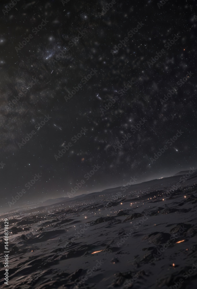 Vast, dark night sky ablaze with countless sparkling stars , vastness, deep space Vast, dark night sky ablaze with countless sparkling stars , vastness, deep space