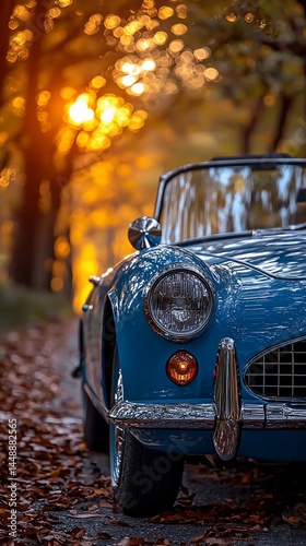 Wallpaper Mural Classic car autumn sunset road drive Torontodigital.ca