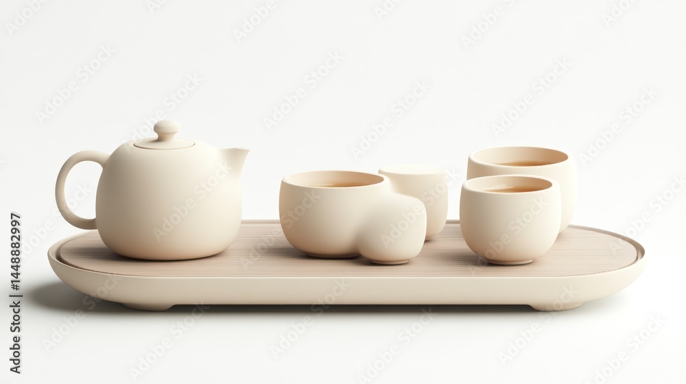Elegant Minimalist Tea Set on a Tray for Modern Living and Relaxation Moments Elegant Minimalist Tea Set on a Tray for Modern Living and Relaxation Moments
