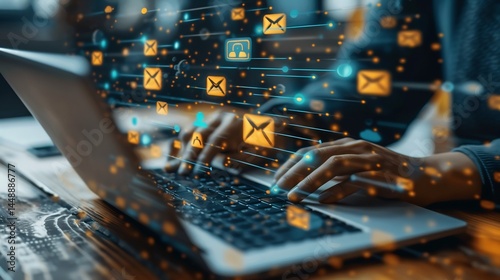 Futuristic digital marketing strategy session where the team leverages buyer personas to create optimized email content and meet their goals