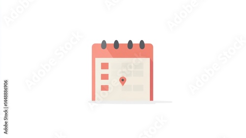 Calendar with Location Pin Organizing Dates and Places for Planning and Scheduling