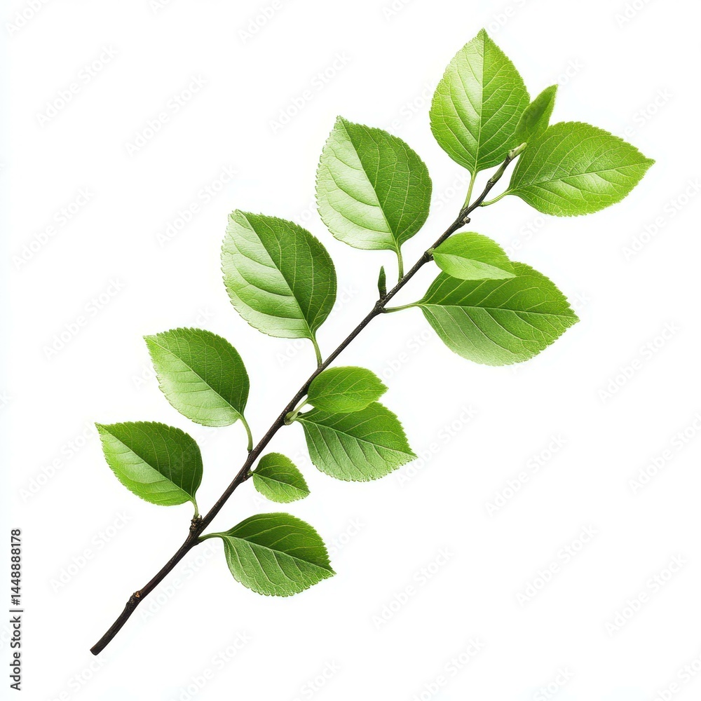 A single tree branch with intricate details, showcasing natures beauty against a clean white background. A single tree branch with intricate details, showcasing natures beauty against a clean white background.