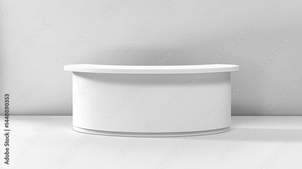 Modern White Reception Desk Counter Minimalist Office Furniture Design Clean Simple Reception Area Business Interior Design Element Empty Showcase Display Stand Elegant Modern White Reception Desk Counter Minimalist Office Furniture Design Clean Simple Reception Area Business Interior Design Element Empty Showcase Display Stand Elegant