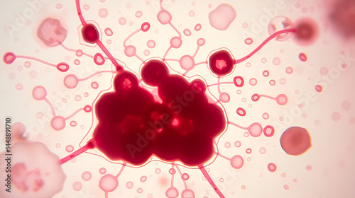Light micrograph of a vaginal smear showing adenocarcinoma cells (center). Vaginal cancer. Inflammatory smear with HPV related changes. Cervical cancer. SCC.