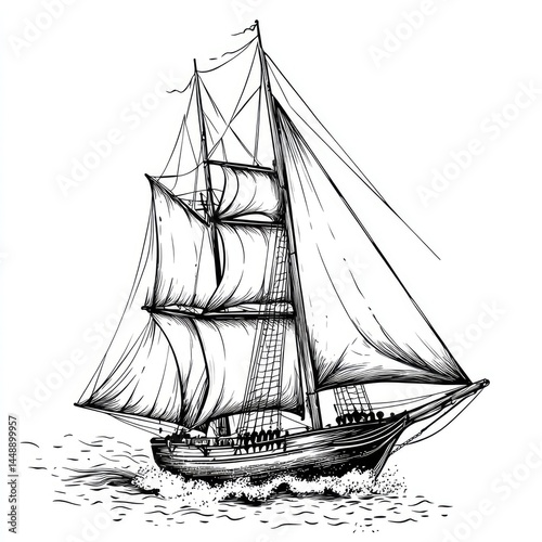 Vintage sailing ship drawing