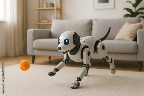 Robotic Dog in Cozy Living Room