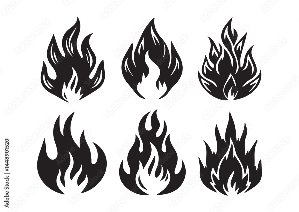 Fire flame icon set, Fire flame Silhouette Vector Fire flame icon set, Fire flame Silhouette Vector