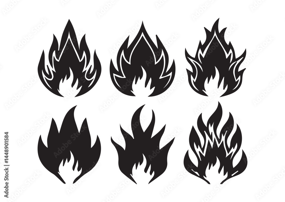 Fire flame icon set, Fire flame Silhouette Vector Fire flame icon set, Fire flame Silhouette Vector