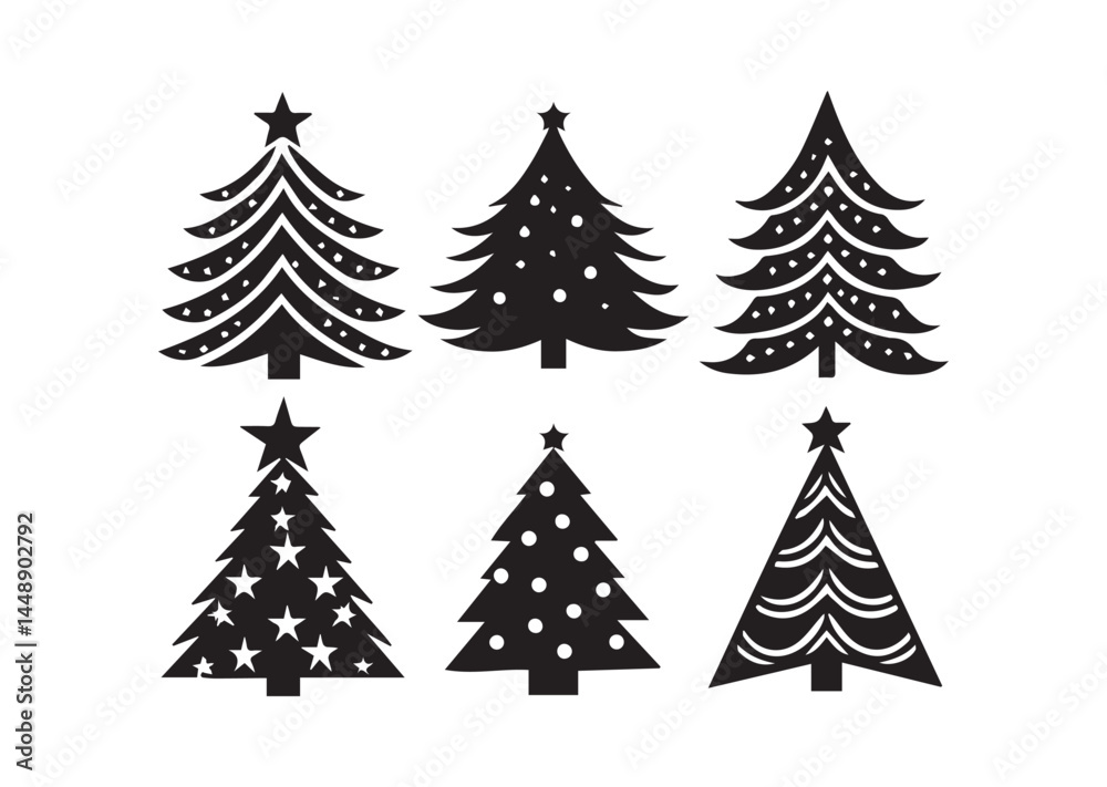 Christmas Tree icon set, Christmas Tree Silhouette Vector Christmas Tree icon set, Christmas Tree Silhouette Vector