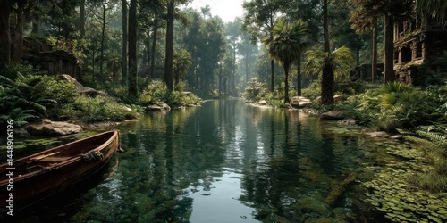 Vibrant Amazonas Rainforest with Tropical River