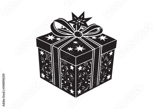 Gift box icon, Christmas gift box Silhouette Vector