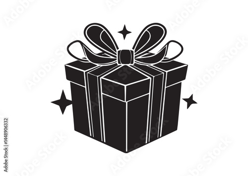 Gift box icon, Christmas gift box Silhouette Vector