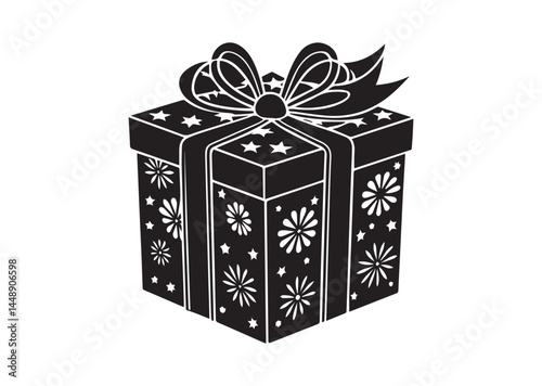 Gift box icon, Christmas gift box Silhouette Vector