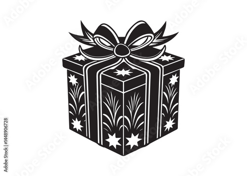 Gift box icon, Christmas gift box Silhouette Vector