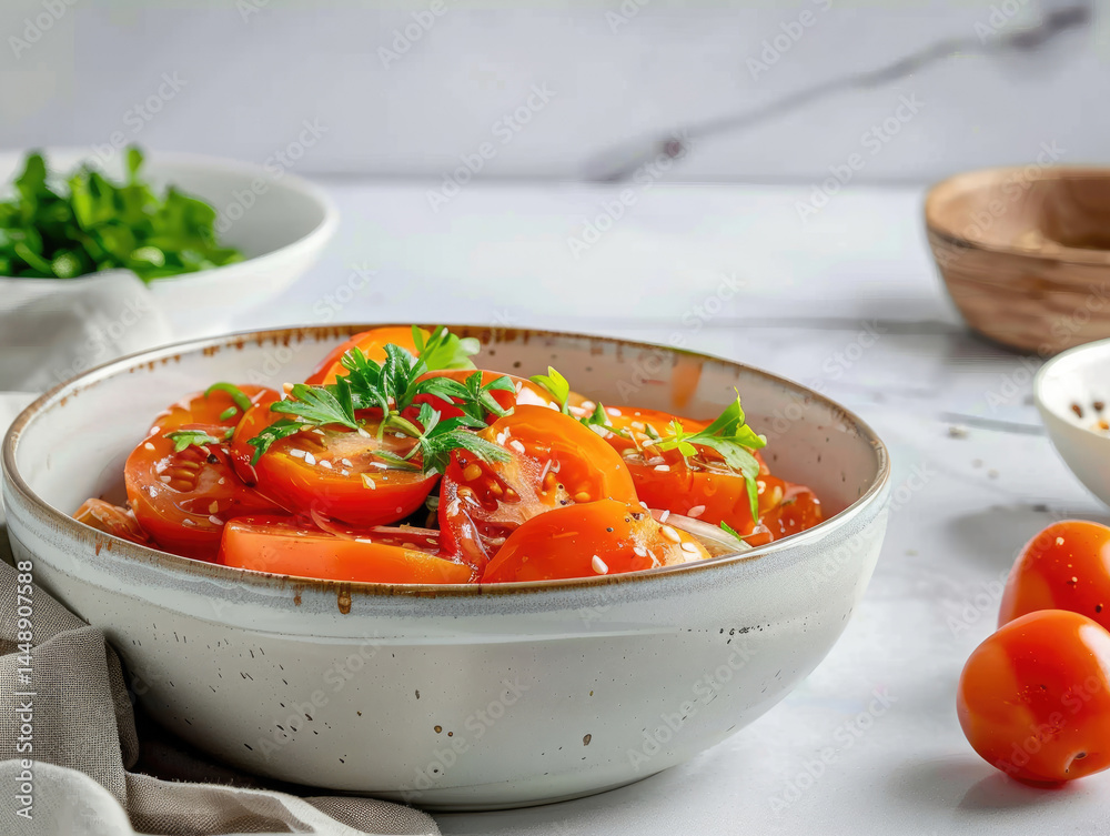 Savory cooked tomatoes in bowl Savory cooked tomatoes in bowl