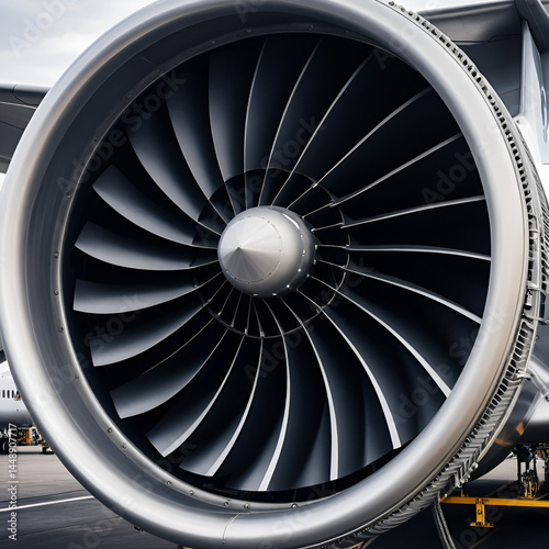 Air compressor turbine blades of an airplane turbojet jet engine. (DEEP Depth of Field) III