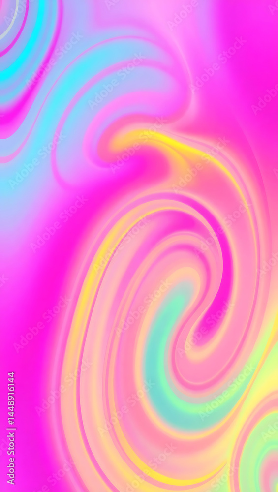 Obraz premium <Energetic and Whimsical Fluid Digital Design: Vibrant and Colorful Spiral Background>