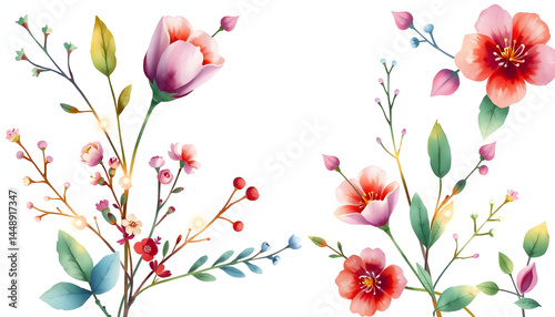 Wallpaper Mural Watercolor winter botanical illustration isolated on white background. Hand drawn season set, glowing neon. with white shades Torontodigital.ca