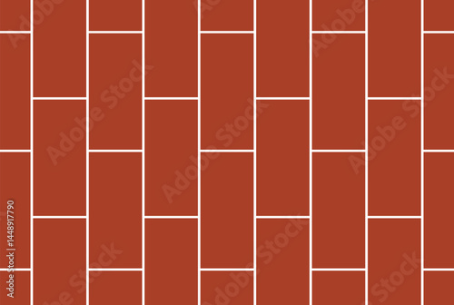 Minimalist repeating brick pattern in deep reddish-brown with white lines. Running bond arrangement, geometric grid. Seamless, muted tones for backgrounds/textures. Simple, consistent, clean.