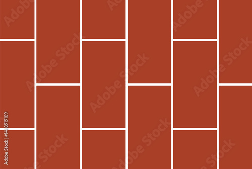 Minimalist repeating brick pattern in deep reddish-brown with white lines. Running bond arrangement, geometric grid. Seamless, muted tones for backgrounds/textures. Simple, consistent, clean.