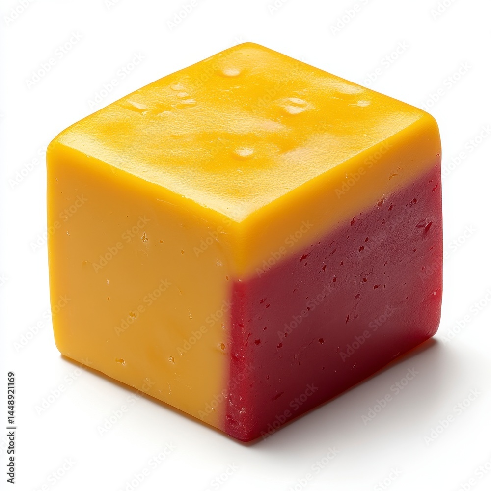 Geometric Cube Candy Treat with Yellow and Red Color Isolated on White Background in Studio Shot Geometric Cube Candy Treat with Yellow and Red Color Isolated on White Background in Studio Shot
