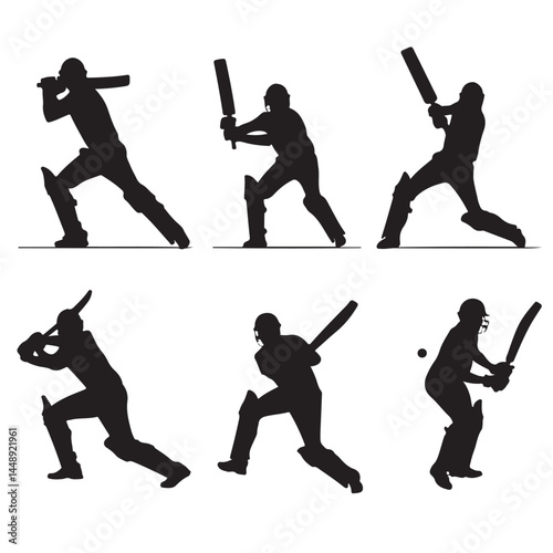 Cricket player silhouettes vector illustration for sports design and cricket tournament promotion materials