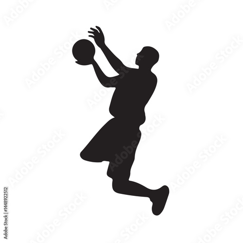 Basketball player silhouette dunking vector illustration sports graphic design action shot athletic competition