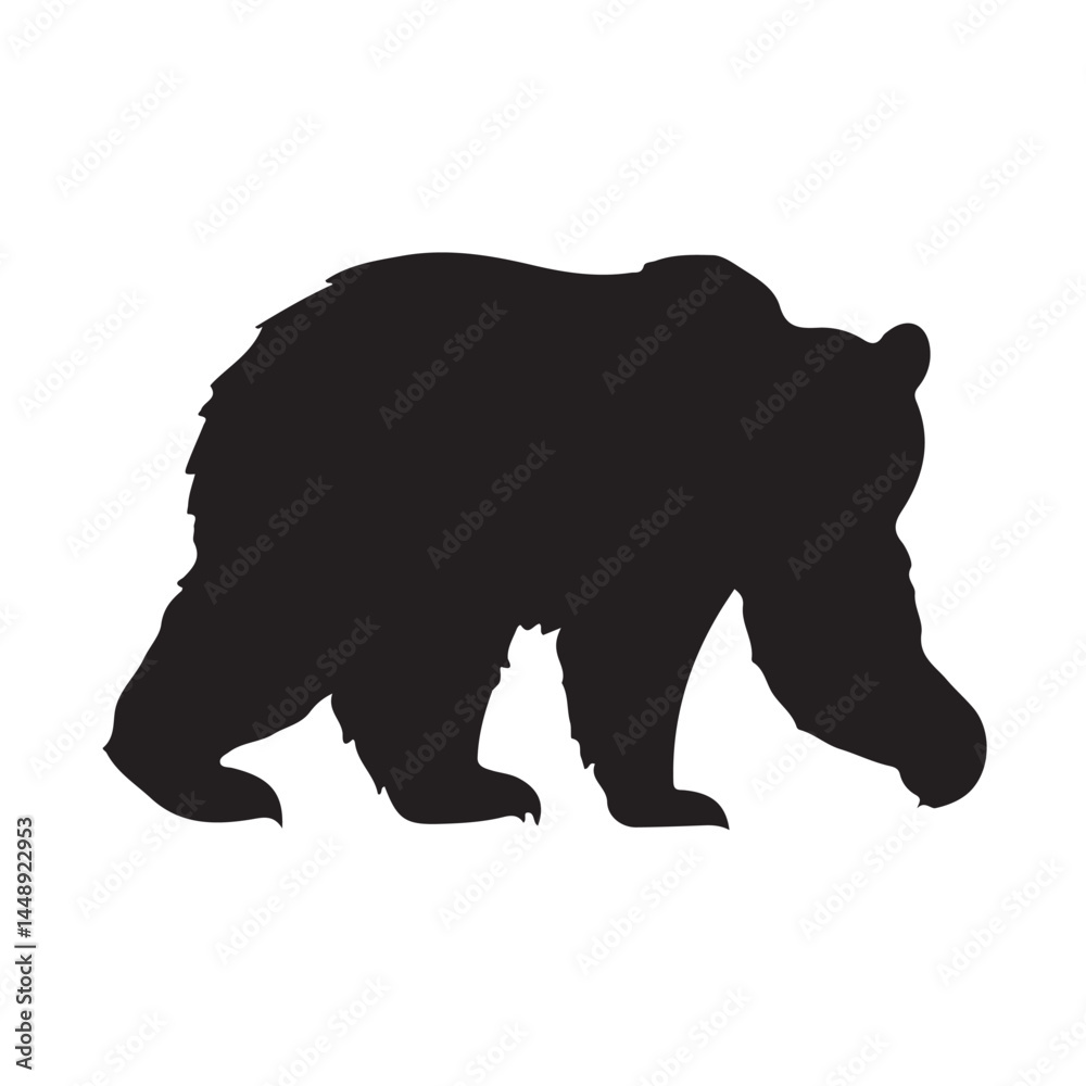 Fototapeta premium Black bear silhouette vector illustration, wildlife animal walking design element for print and web 100