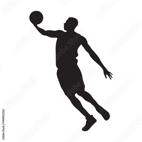 Basketball player silhouette vector illustration for sports design and athletic performance visuals design