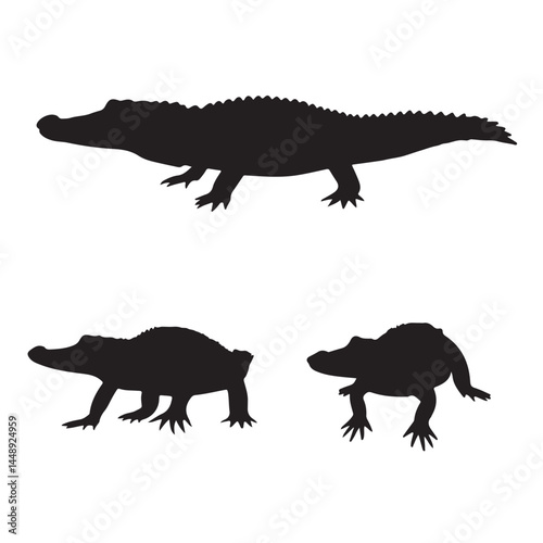 Alligator silhouette vector image for graphic design and wildlife illustration projects and presentations