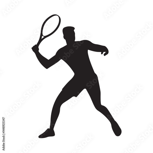 Tennis player silhouette vector illustration for sports design and athletic competitions and tennis tournament