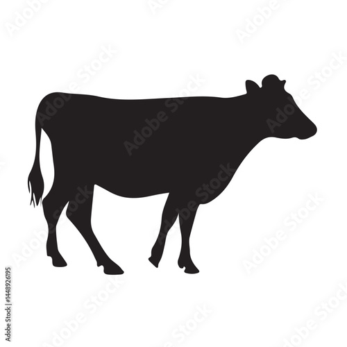 Black cow silhouette vector illustration for farm animals and livestock designs and graphic resources use