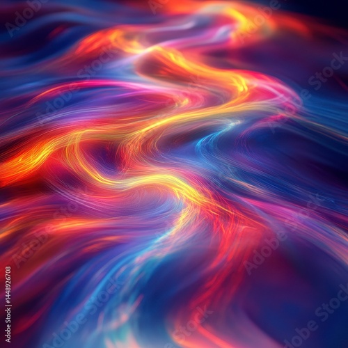 Abstract Wavy Background with Flowing Lines in Blue and Orange Digital Art