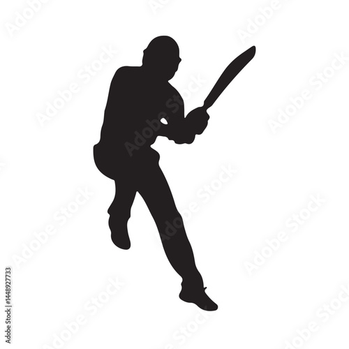 Cricket batsman silhouette vector illustration for sport design and athletic performance concept art use