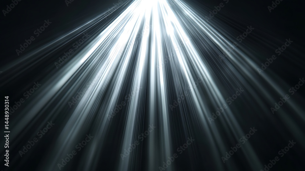 Fototapeta premium Abstract Light Rays: A Celestial Convergence of Silver Beams