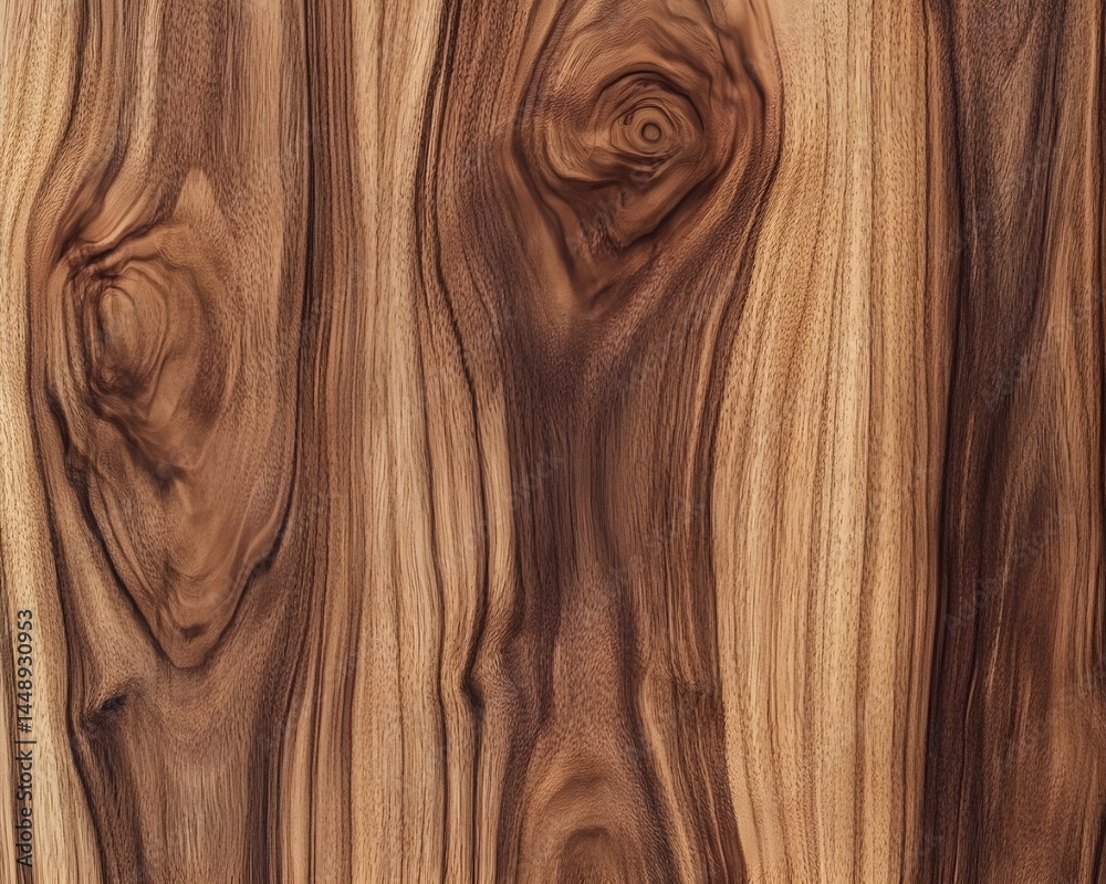 Naklejka premium Warm Walnut Woodgrain Pattern Featuring Natural Organic Veins for Premium Flooring and Interior Design Inspiration