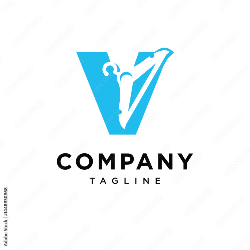Fototapeta premium Letter V Clothes Hanger Icon Vector Logo