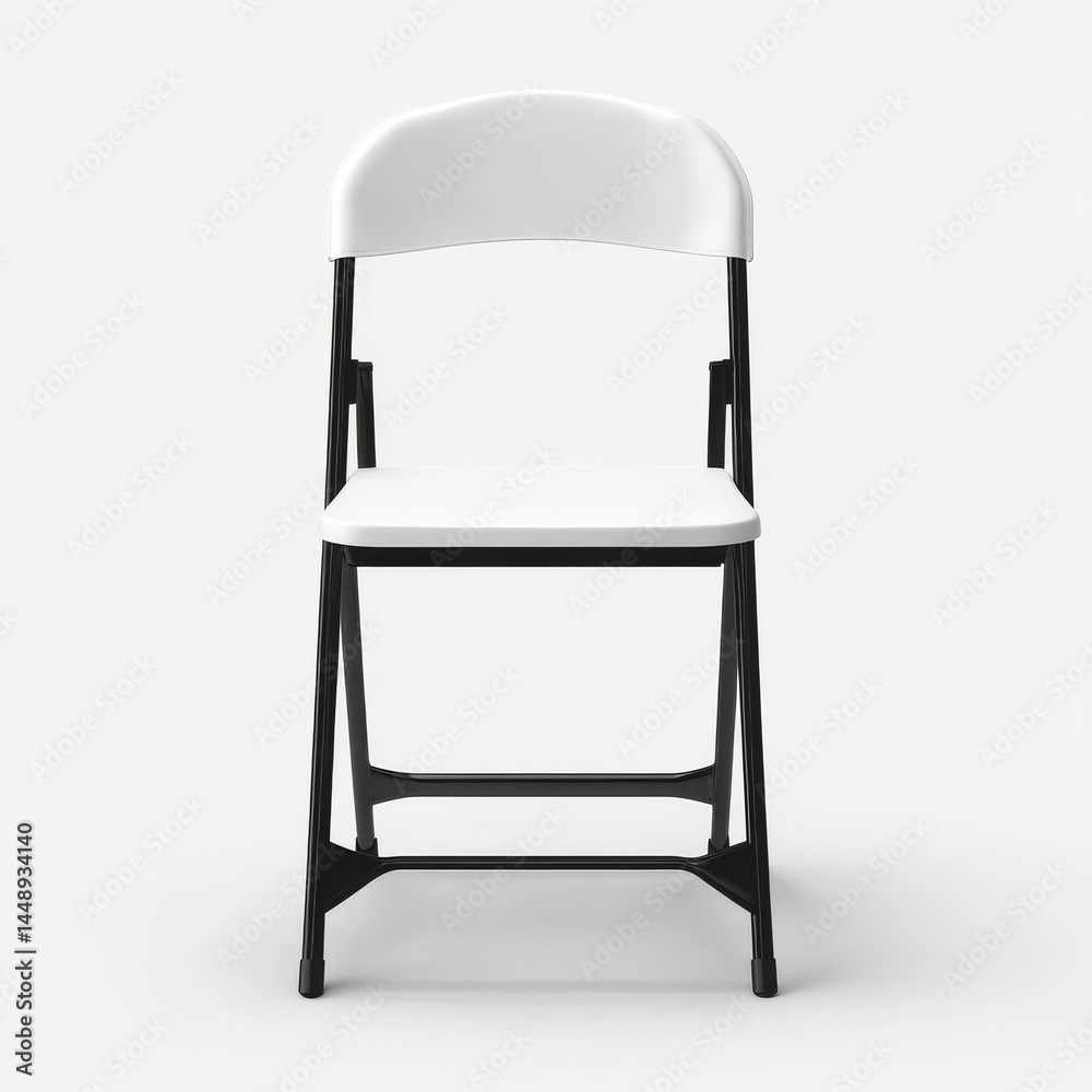 White Folding Chair - Simple and Modern Design on white background White Folding Chair - Simple and Modern Design on white background