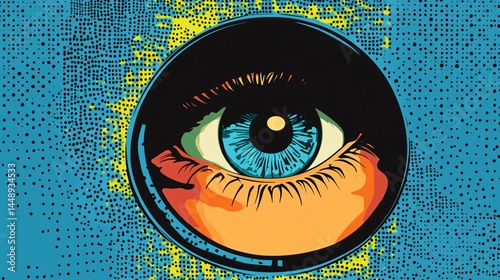 Mysterious Eyes Peering Through Keyhole in Comic Style