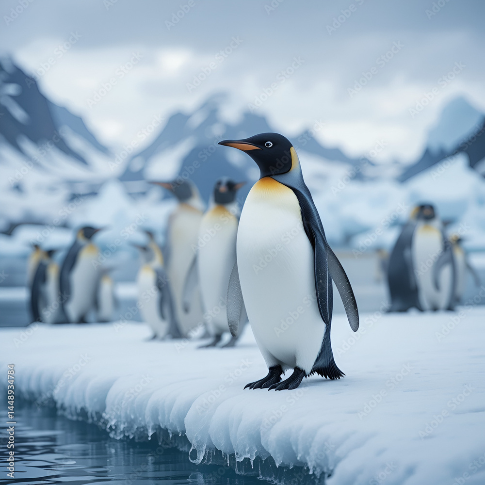Obraz premium Adelie Penguins, fast ice edge, east Antarctica.