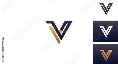 Minimalist letter V logo with bold lines and modern style.
