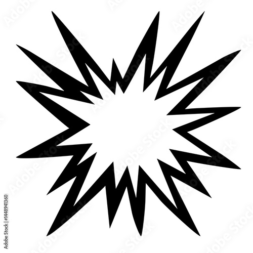 Black and white comic book explosion vector illustration.  A dynamic, impactful design element with radiating lines and a central burst shape. Perfect for adding visual excitement to your projects.